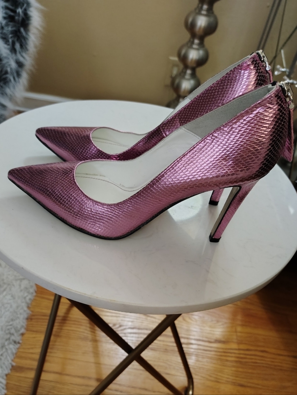 🆕⭐ Beautiisoles Pink Metallic High Heel Pumps - - Picture 5 of 14